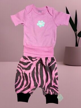 ❤️ 2 Pce Set  Pink Body Suit + Leggings Sz 6-9mo NWT